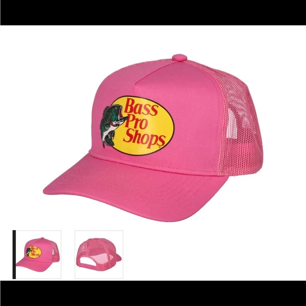 Vintage Bass Pro Shop Pink Trucker Meshback Snapback Hat